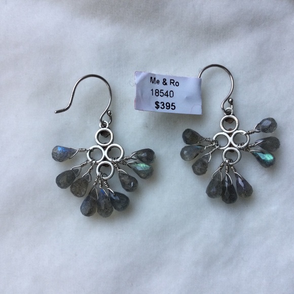Me & Ro Labradorite Sterling Silver Short Flower Earrings Retired New With Tags - Picture 4 of 5